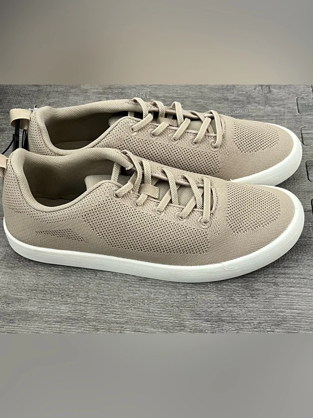 George Men's Beige Knit Lace-Up Low Top Athletic Sneakers Casual Solid